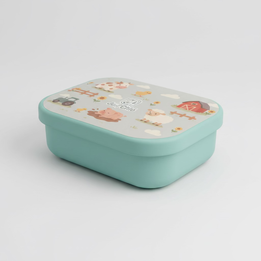 Cadeauset lunchbox en drinkfles kleuter, motief boerderij, BPA-vrij – Ju et Chló