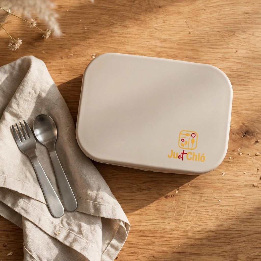 Essentiel La Boîte in crème - siliconen lunchbox met 3 lekvrije vakjes
